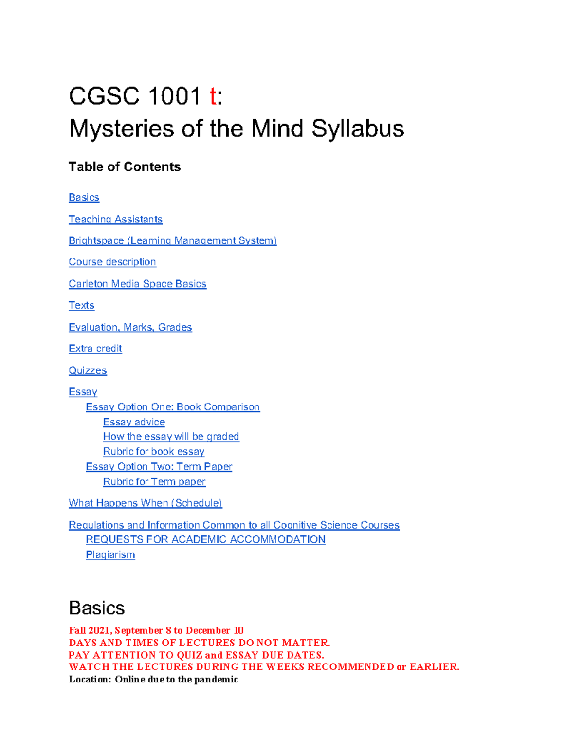 CGSC1001t Syllabus Fall 2021-2022 - Cgsc 1001 - Carleton - Studocu