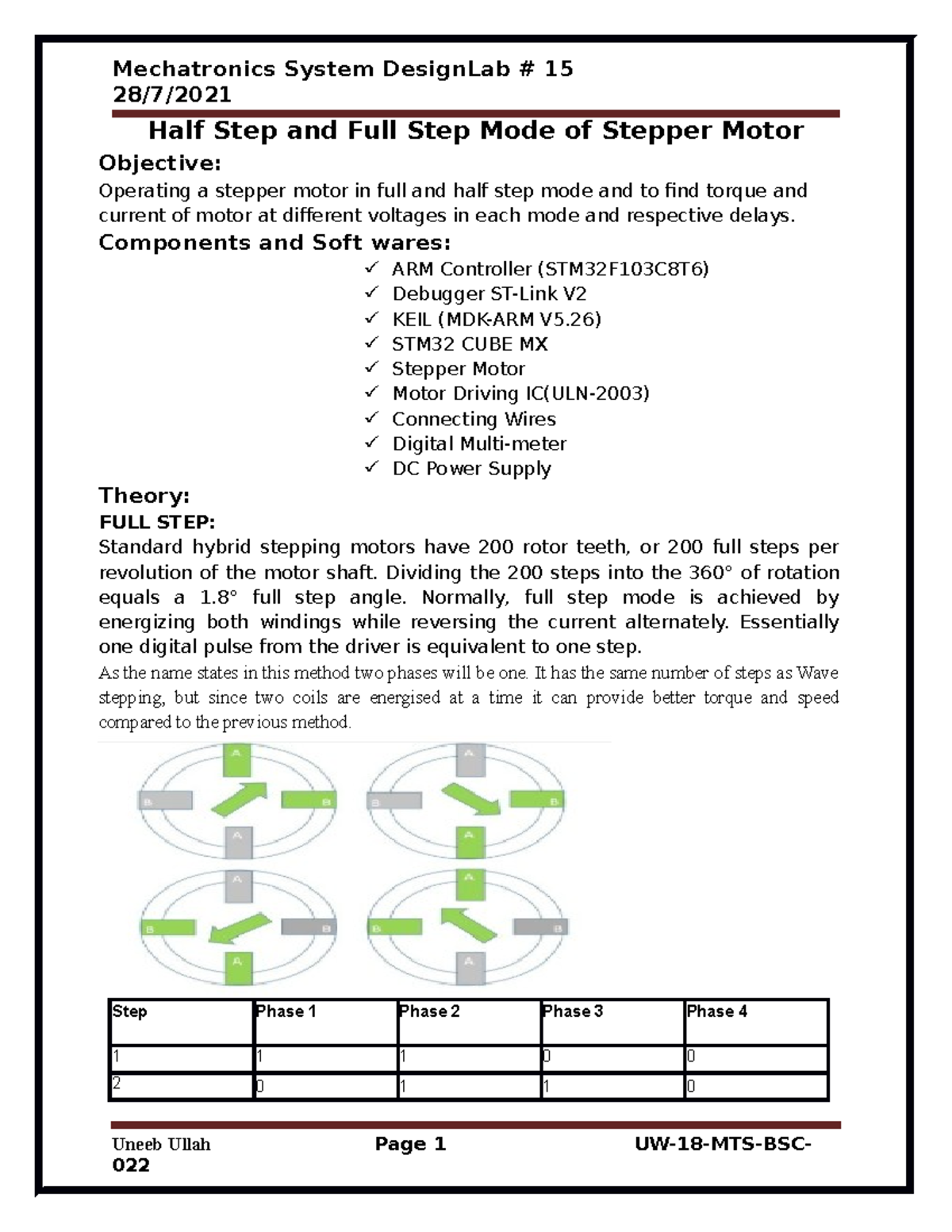 LAB Manual 15 - assignment of course of control systems - 28/7/ Half ...