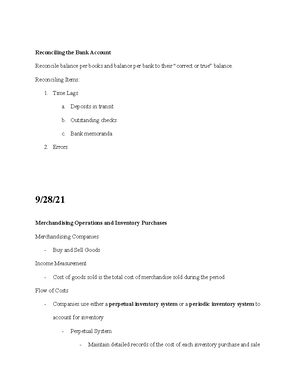 Accounting & Finance Notes-5 - A major advantage of the FIFO method is ...