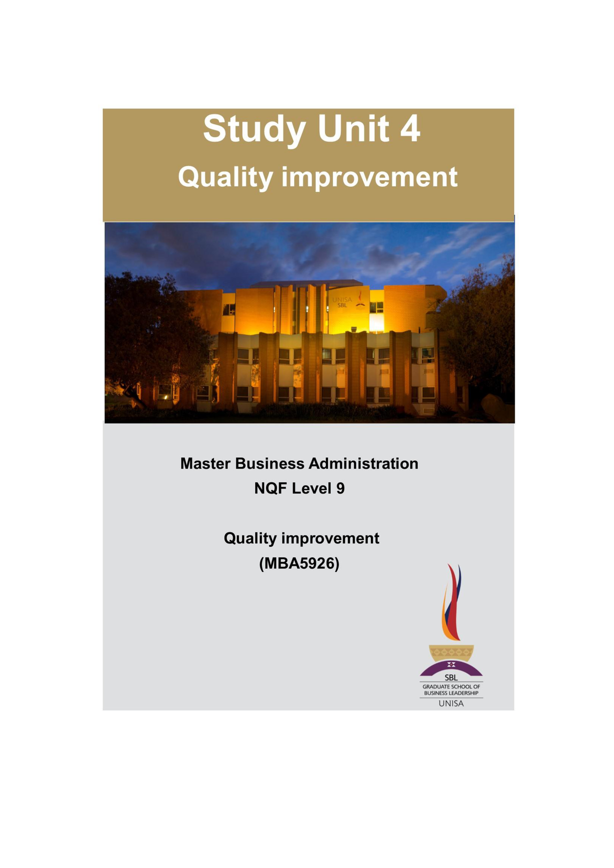 case study learning unit 4 quality improvement