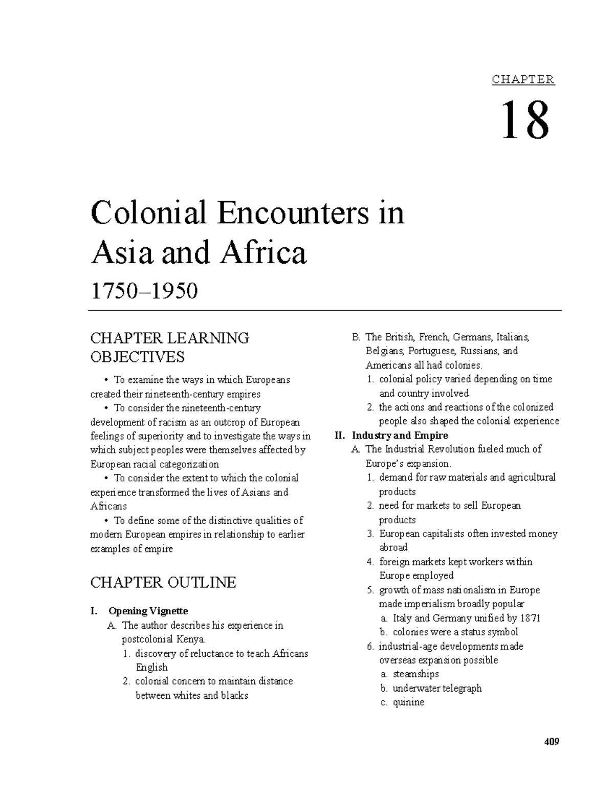 Chapter 18 II-VII - 409 CHAP TE R 18 Colonial Encounters In Asia And ...