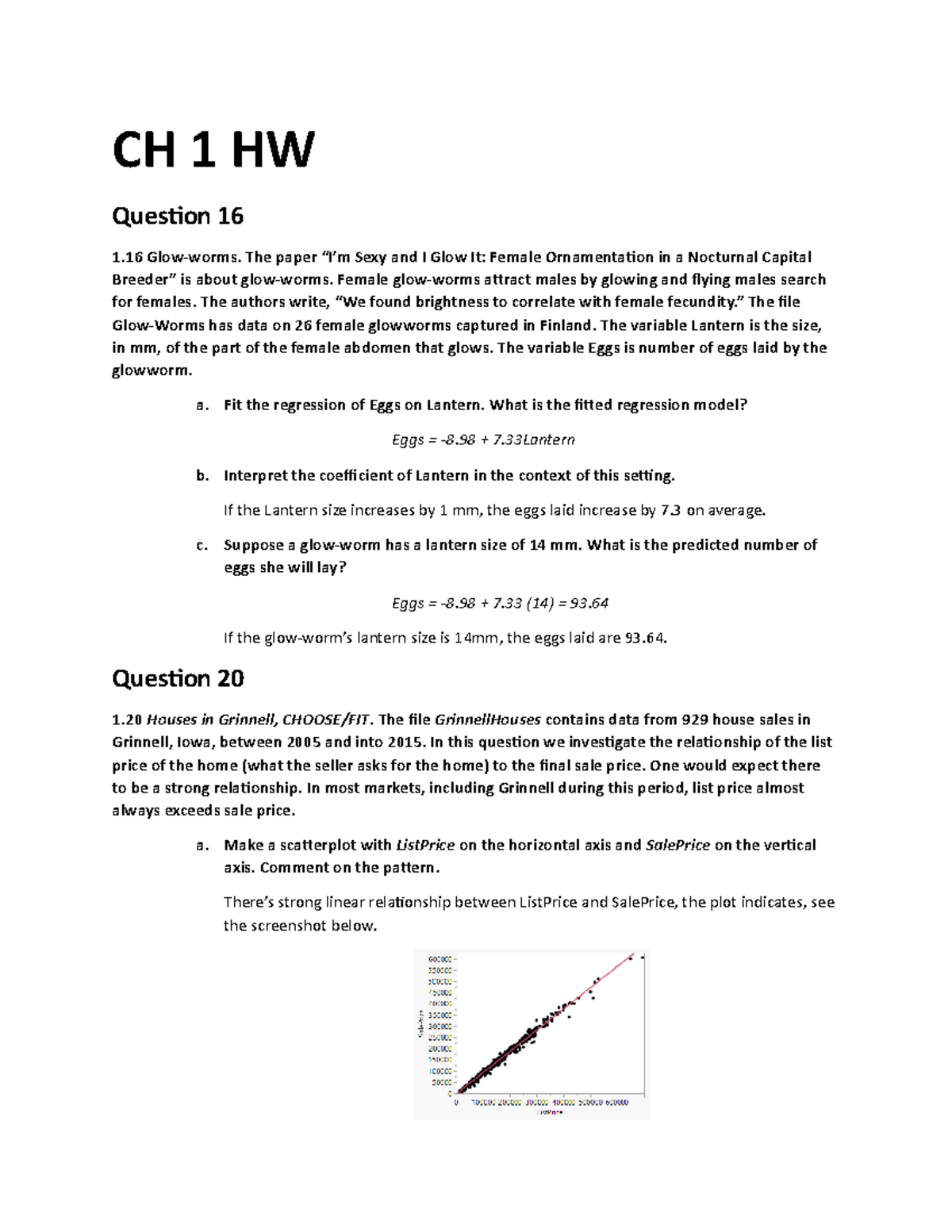 Chapter 1 Exercise Questions - CH 1 HW Question 16 1 Glow-worms. The ...