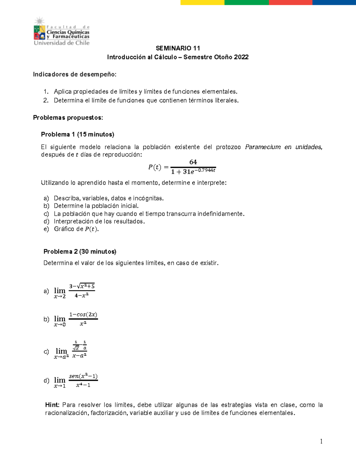 Seminario 11 Lgebra De L Mites Y L Mites Elementales - 1 SEMINARIO 11 ...