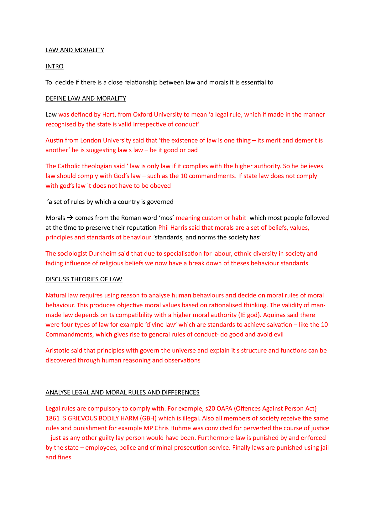 law and morality a level law essay