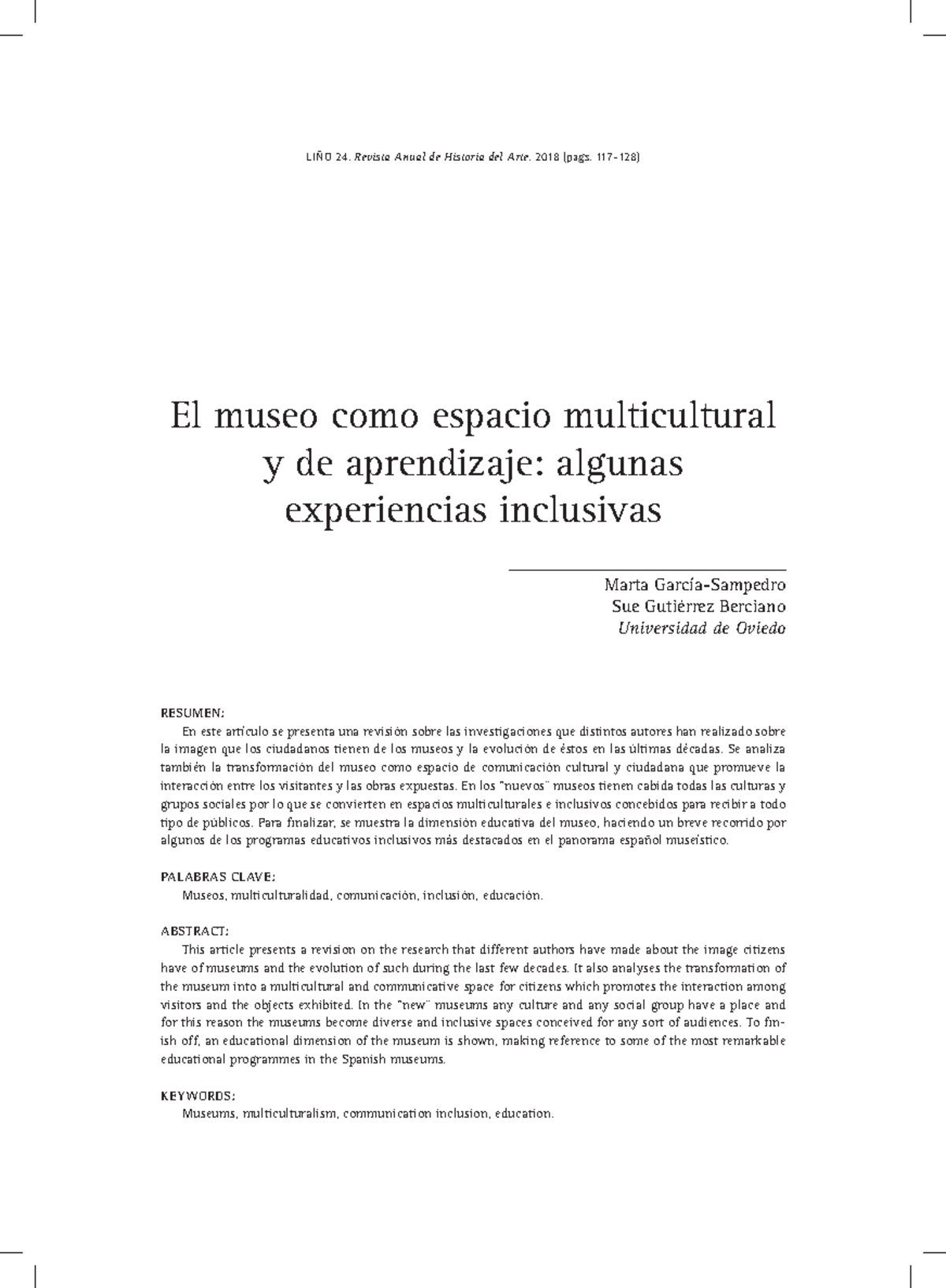 El Museo Como Espacio Multicultural YDe Aprendizaje - RESUMEN: En este ...