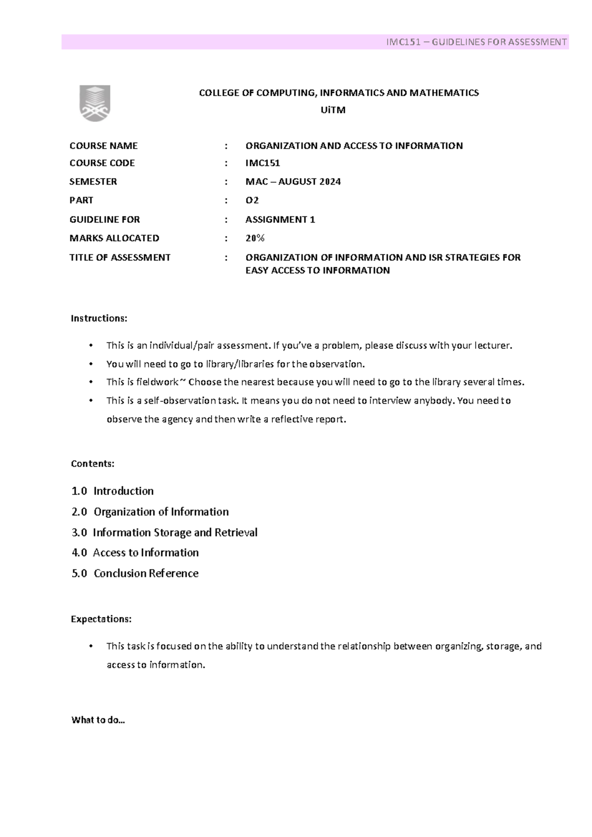Guidelines for Assignment 1 - MAC 2024 x - COLLEGE OF COMPUTING ...