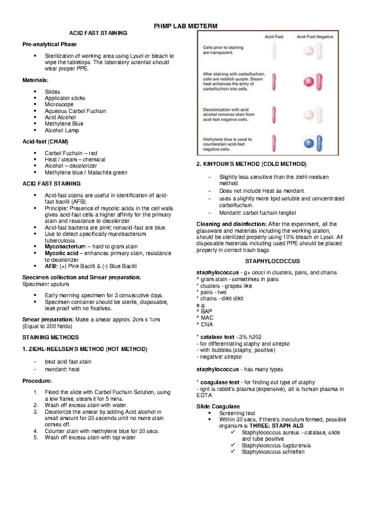 ACID FAST Staining - reviewer - PHMP LAB MIDTERM ACID FAST STAINING Pre ...