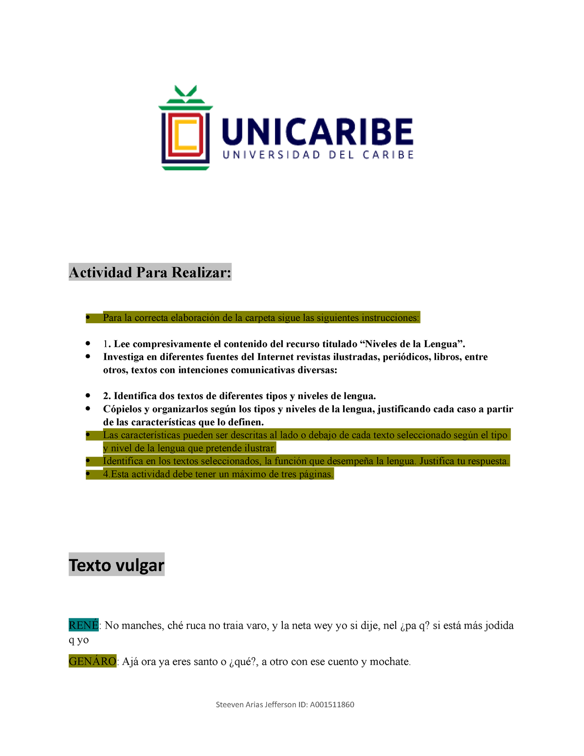 Actividad Para Realiza Actividad Para Realizar Para La Correcta Elaboraci N De La Carpeta