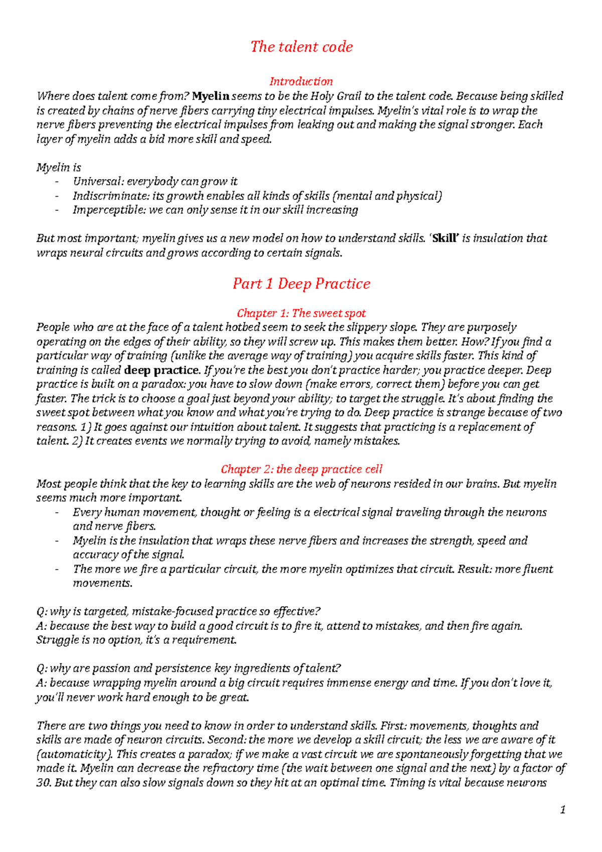 Summary Management of Transportation - The talent code - The talent ...