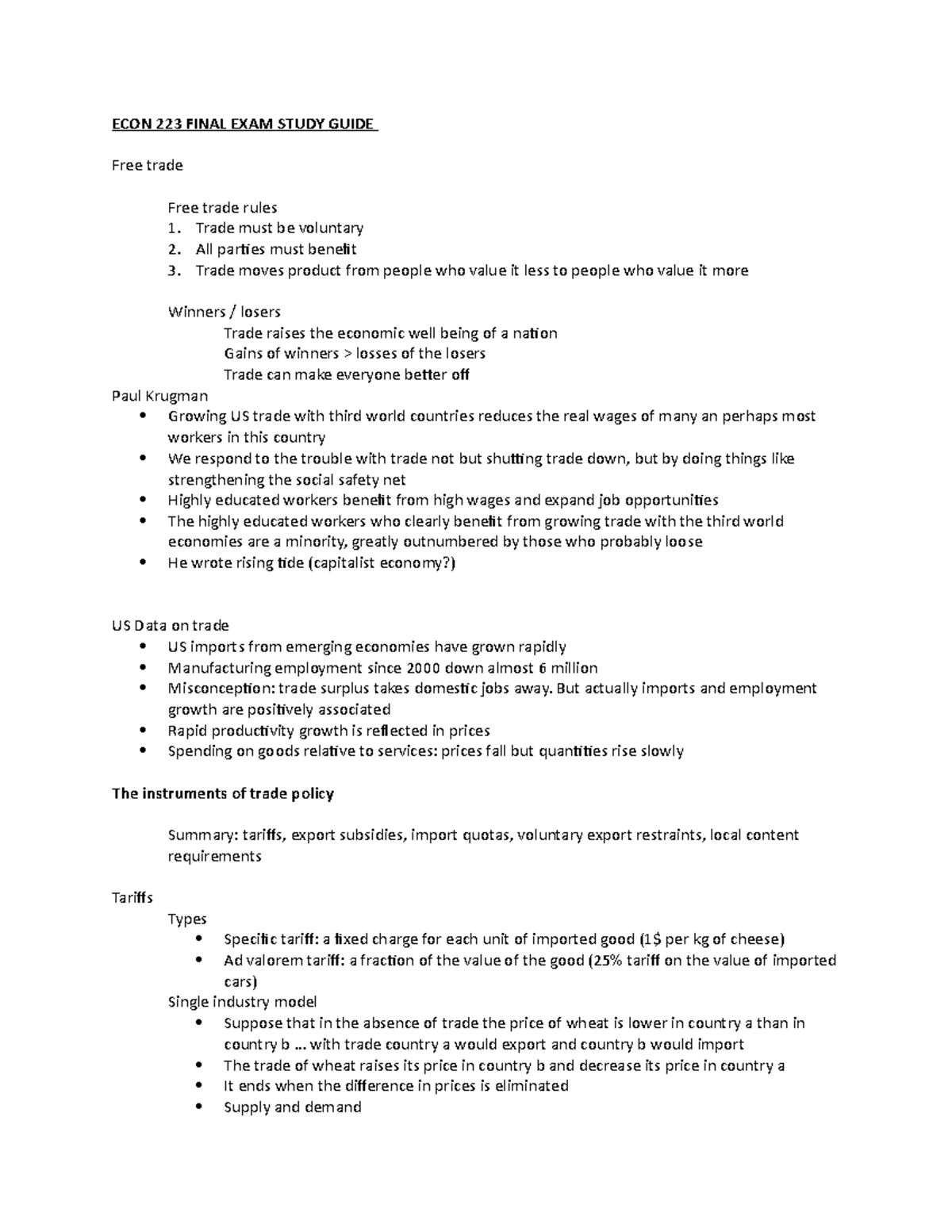 Document.docxecon 223 final study guide ECON 223 FINAL EXAM STUDY