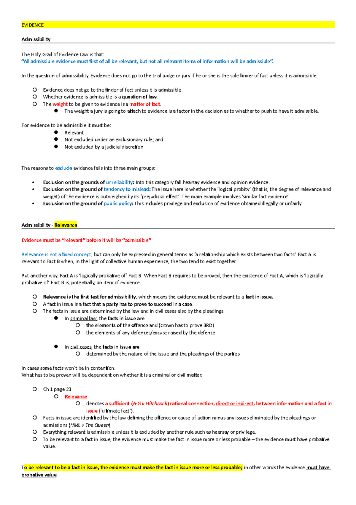 Evidence mod 2 lecture - EVIDENCE Admissibility The Holy Grail of ...
