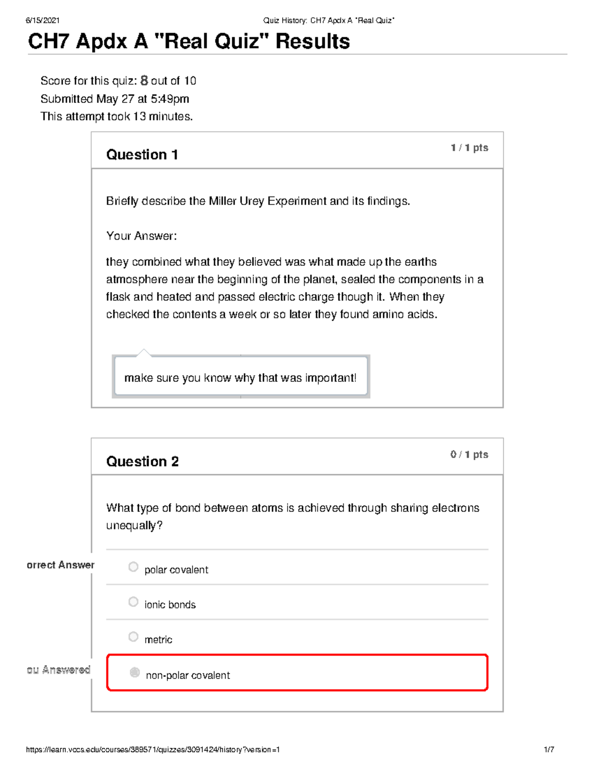 CH7 Real Quiz - Chapter 7 Quiz - CH7 Apdx A "Real Quiz" Results Score ...