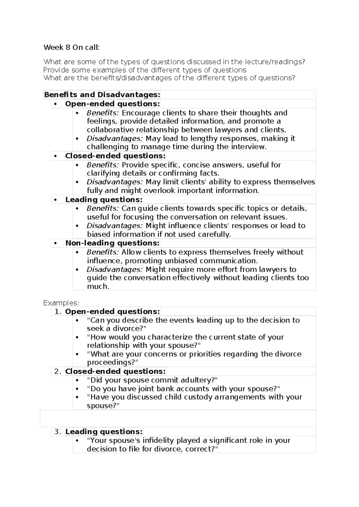 Week 8 On call - Example of a tutorial participation - Week 8 On call ...