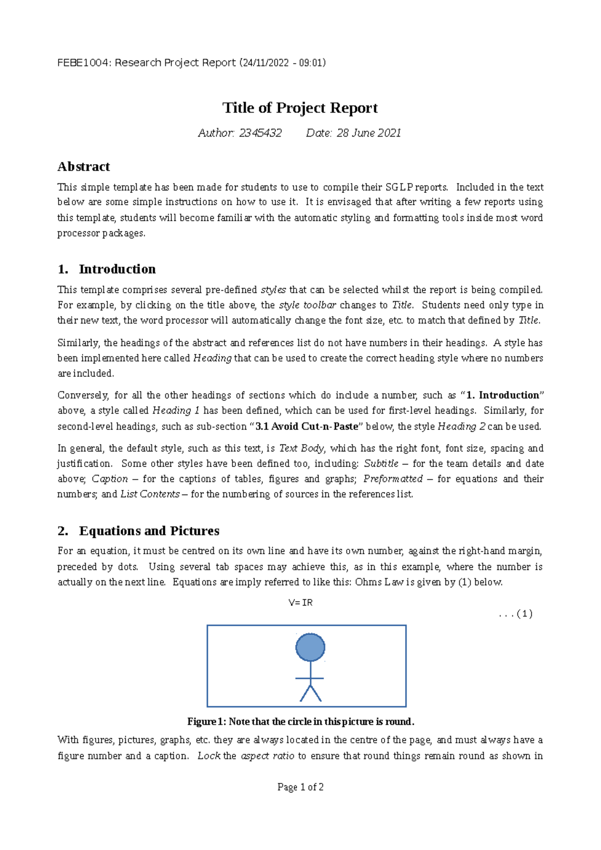 Template - authors - FEBE1004: Research Project Report (24/11/2022 - 09 ...