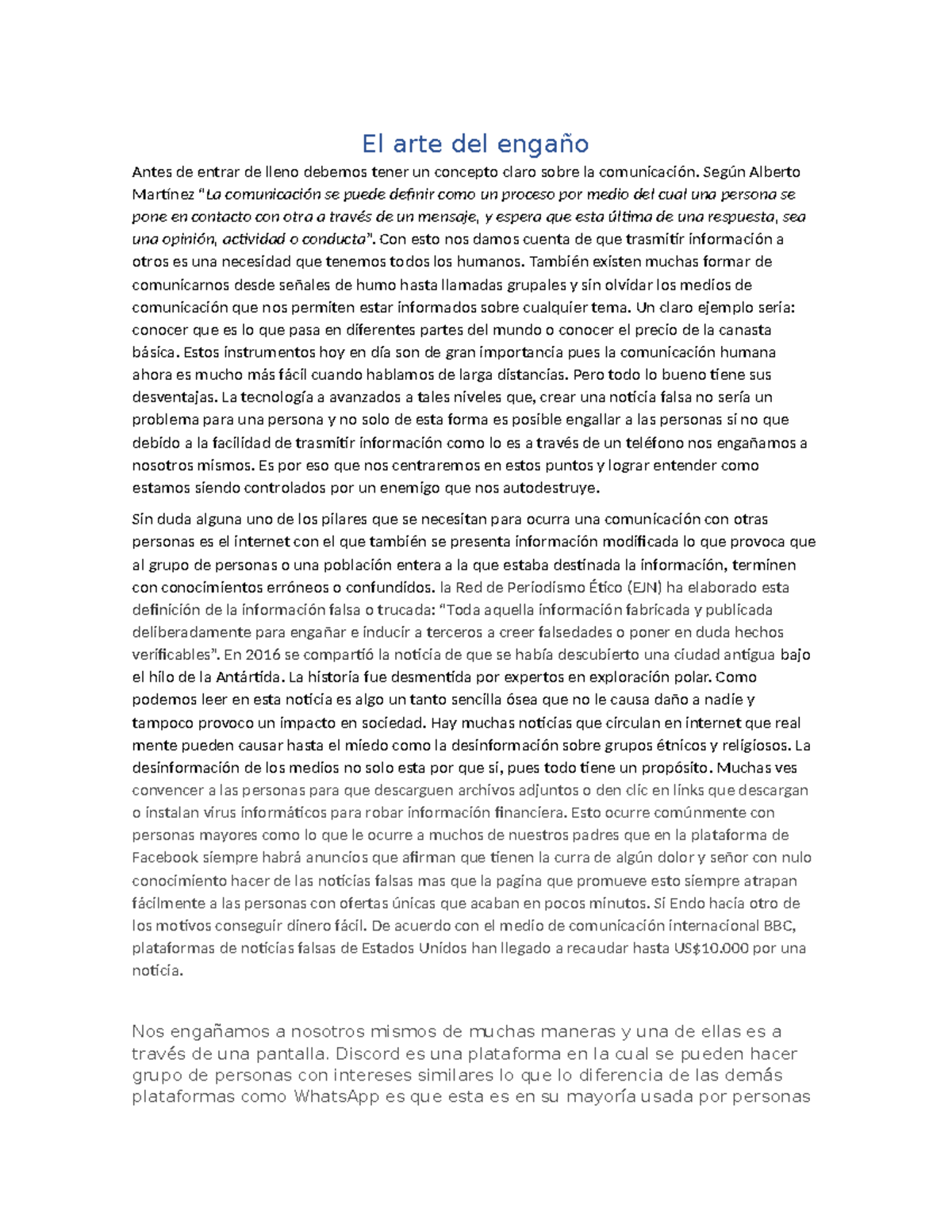 El arte del engaño - nose - El arte del engaño Antes de entrar de lleno ...
