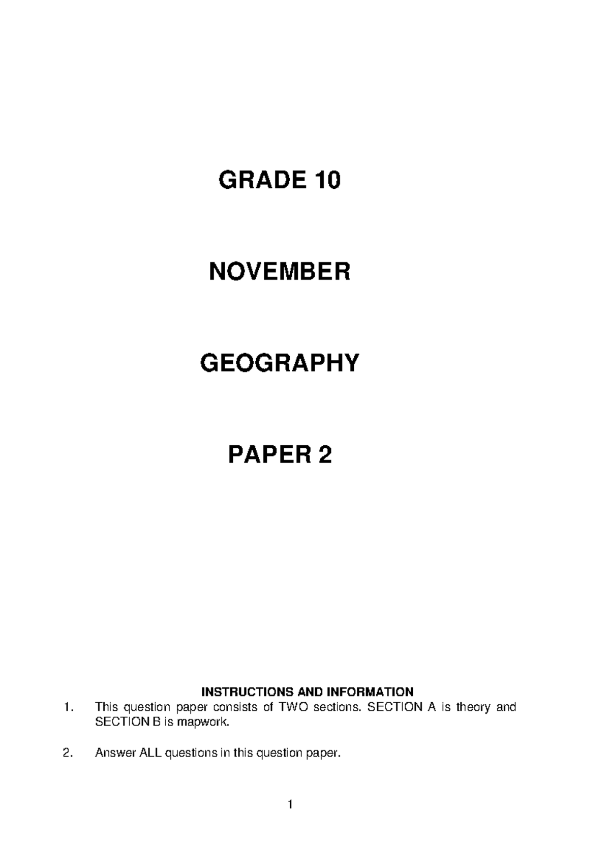 Grade 10 Question Paper 2 Geography 2023 231115 205933 - 1 GRADE 10 ...