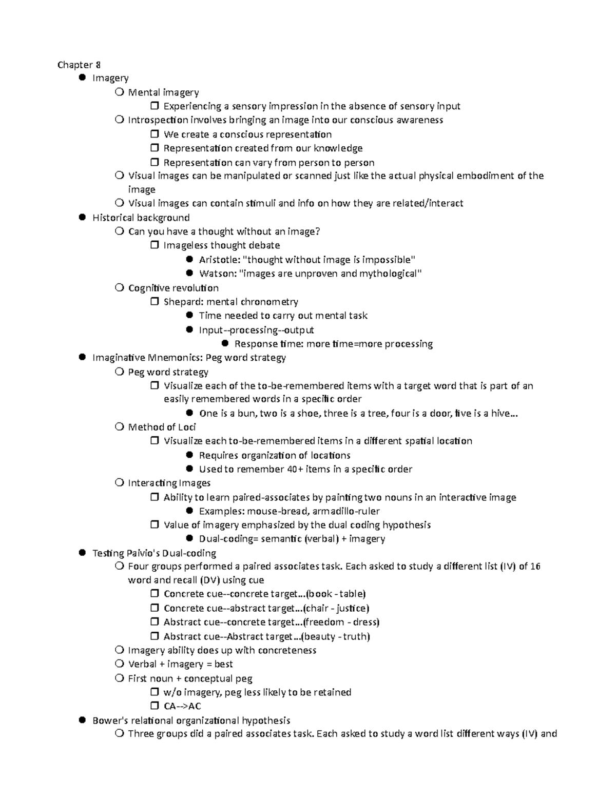 Cognitive Psychology Lectures on exam 3 - Chapter 8 Imagery Mental ...