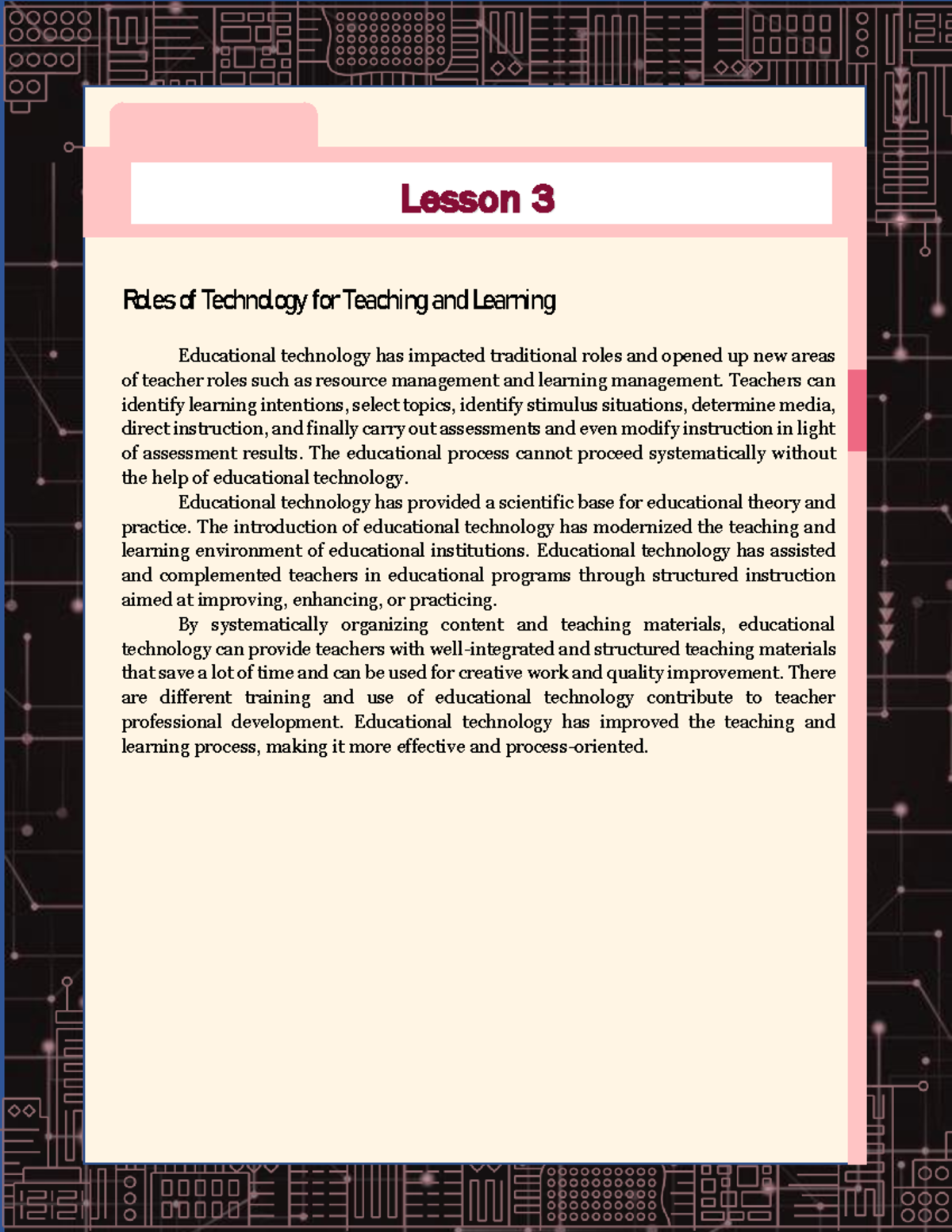 Roles of Technology for Teaching and Learning - Roles of Technology for ...