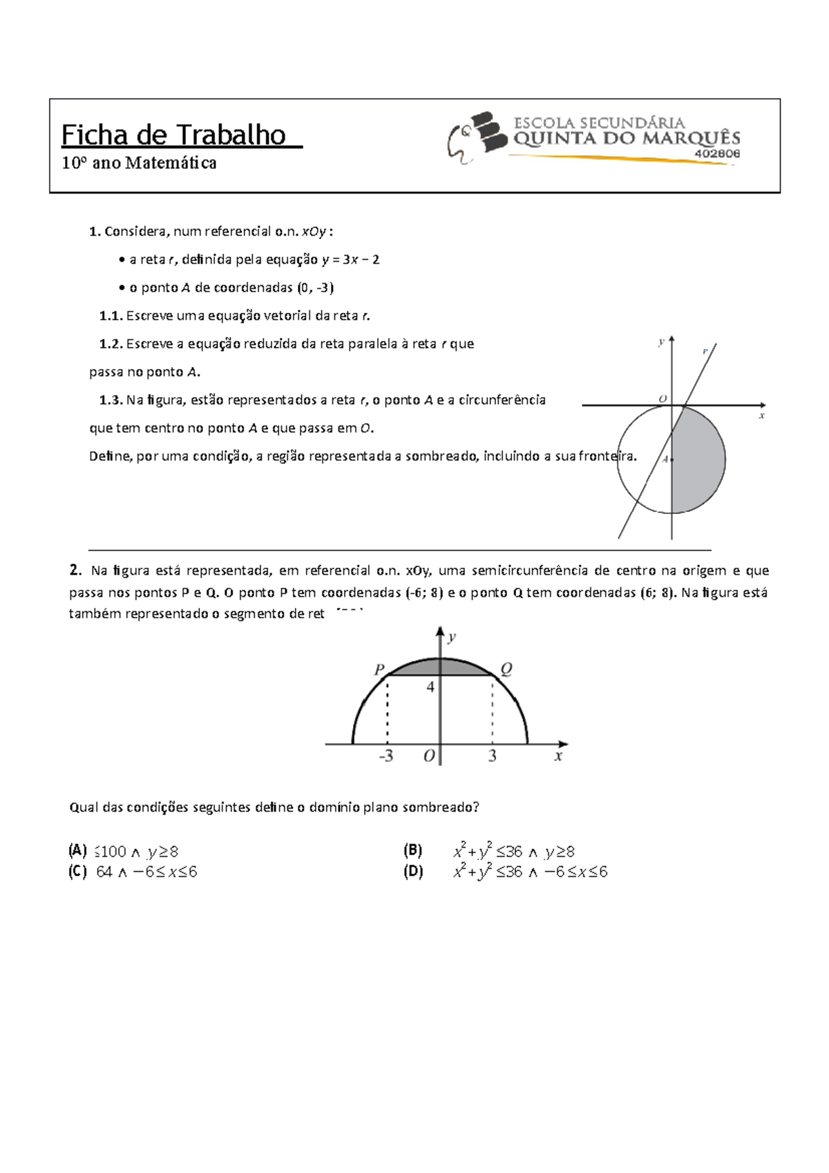 Ficha De Trabalho Nbjk Ficha De Trabalho 10º Ano Matemática 1