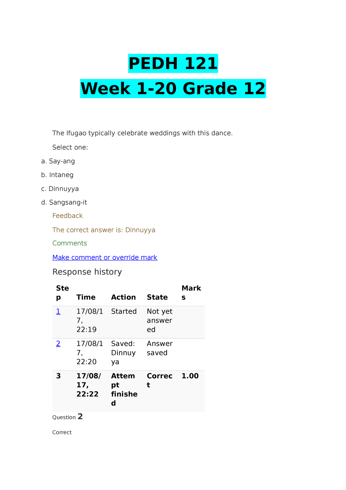 Physical Education And Health (PEDH 121) Week 1-20 - PEDH 121 Week 1-20 ...