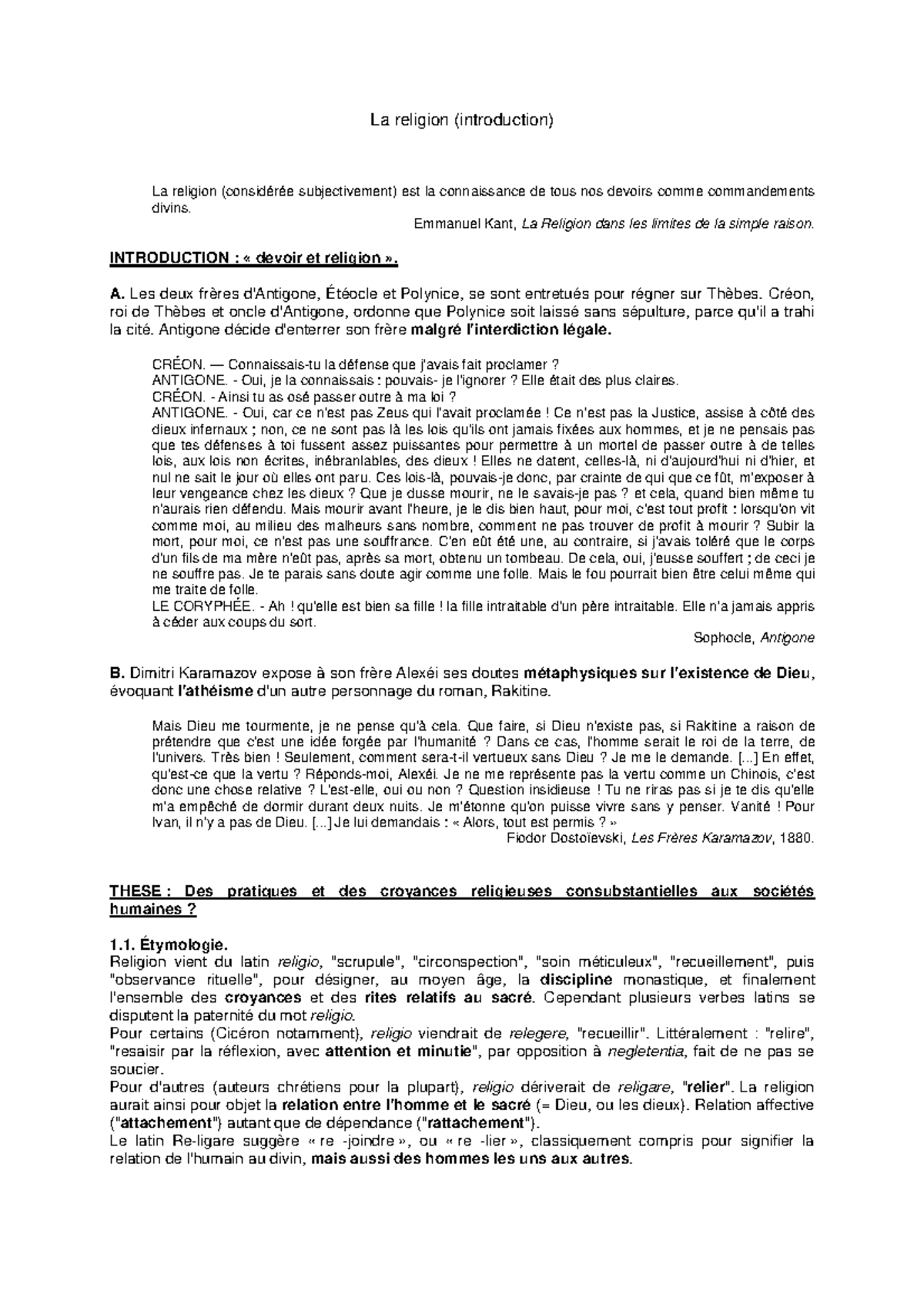La religion (introduction) Emmanuel Kant, La Religion dans les limites de la simple raison