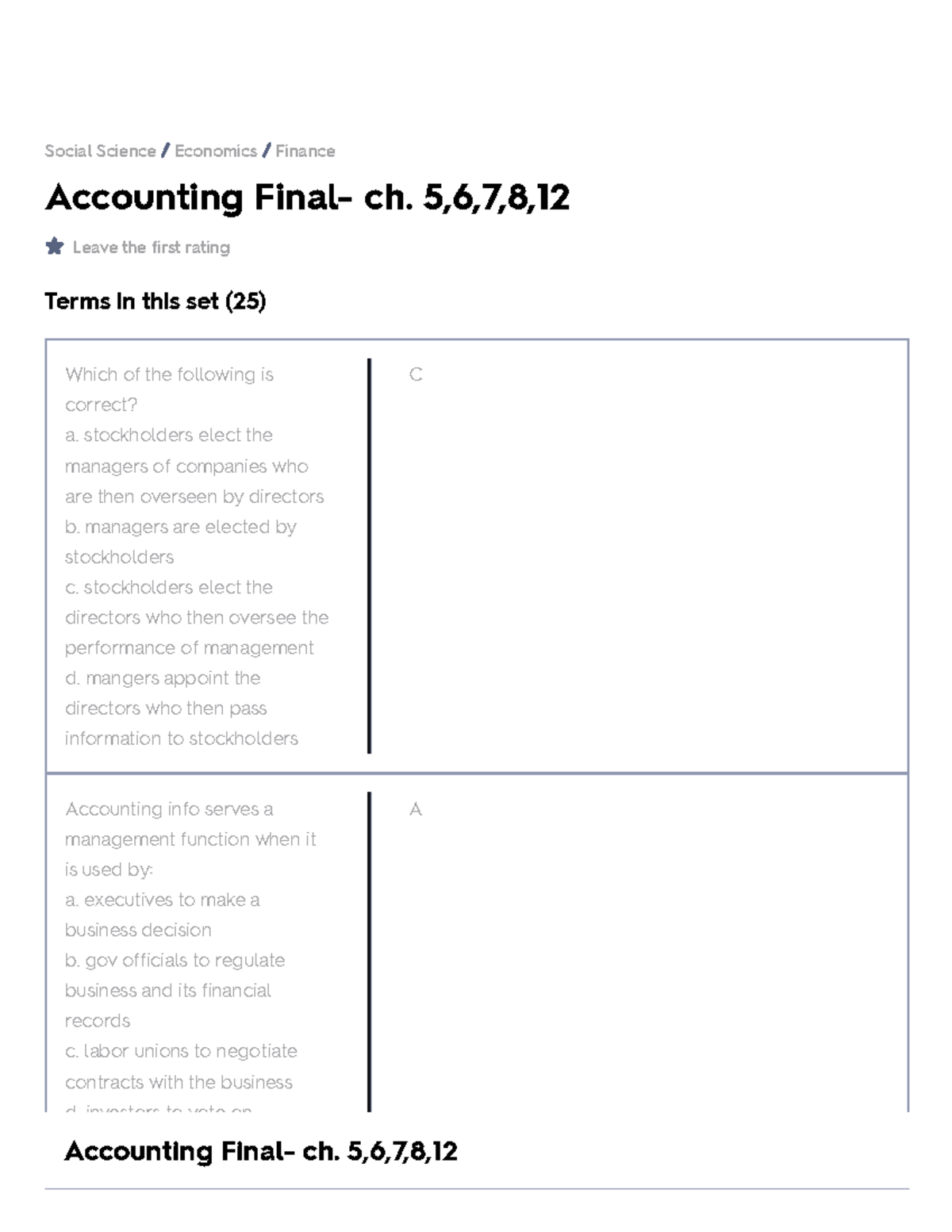 Accounting Final- Ch. 5,6,7,8,12 Flashcards Quizlet - Accounting Final ...