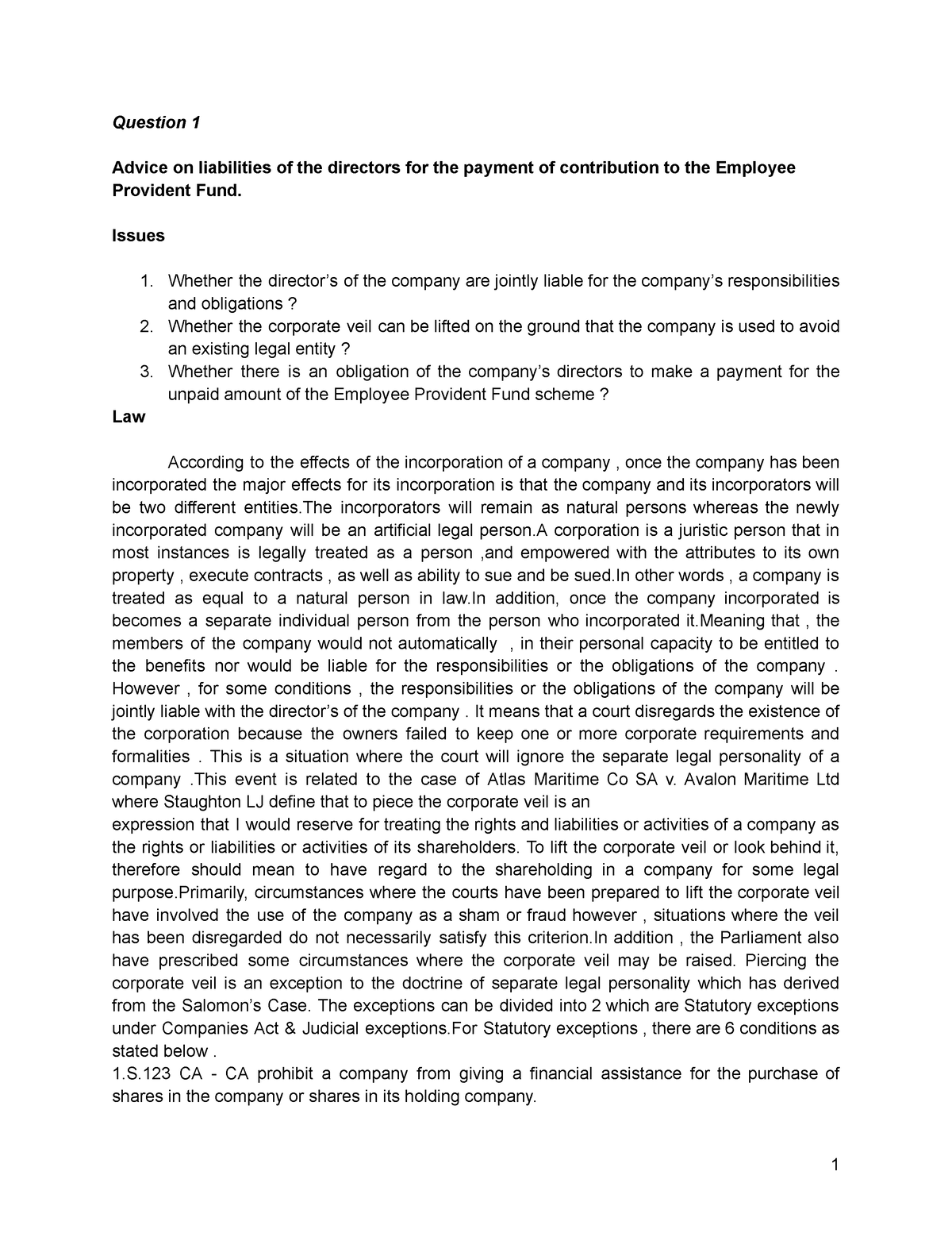 sample-test-law346-question-1-advice-on-liabilities-of-the-directors