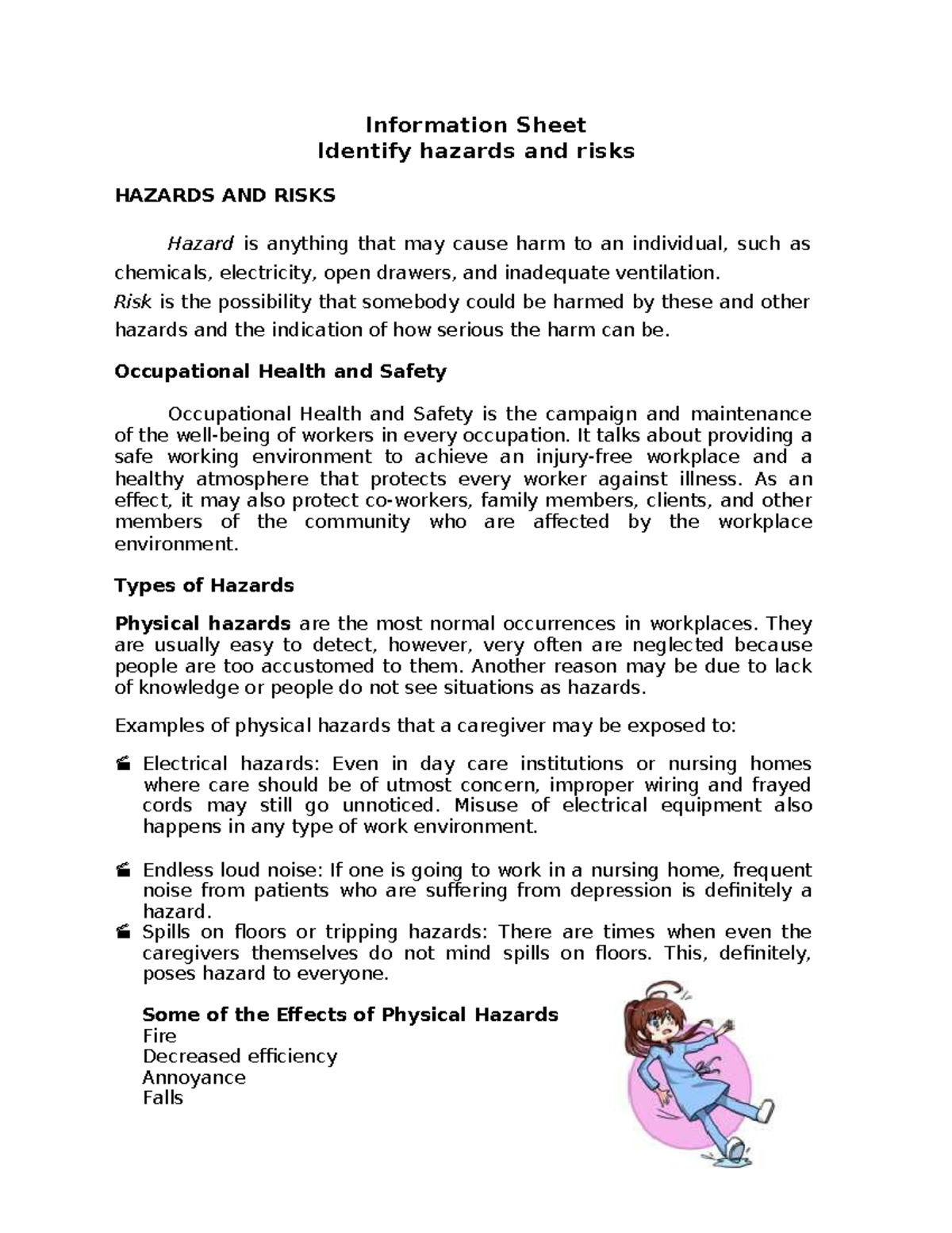 Information Sheet-6 - NONE - Information Sheet Identify hazards and ...