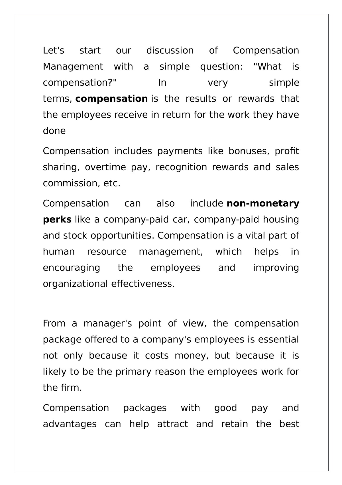 HRM - Compensation Management - Let's Start Our Discussion Of ...