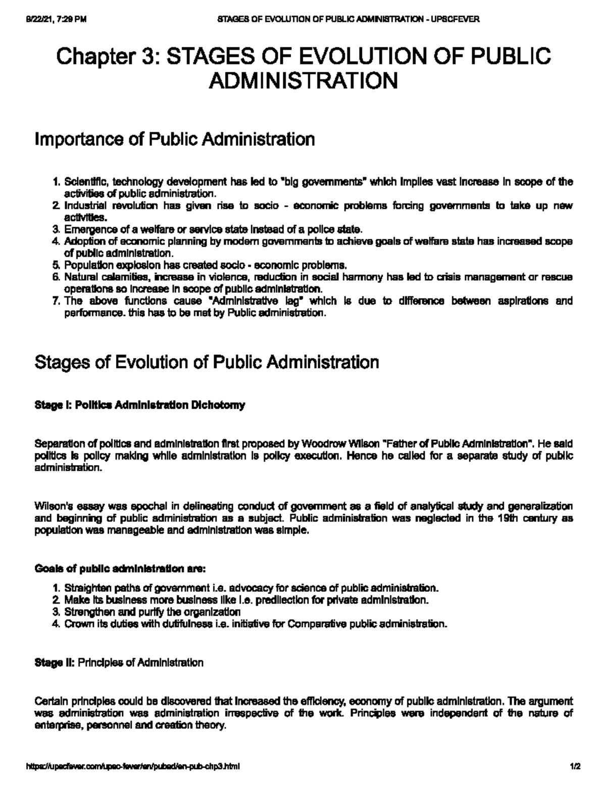 evolution of public administration - Bachelor of Science - Studocu