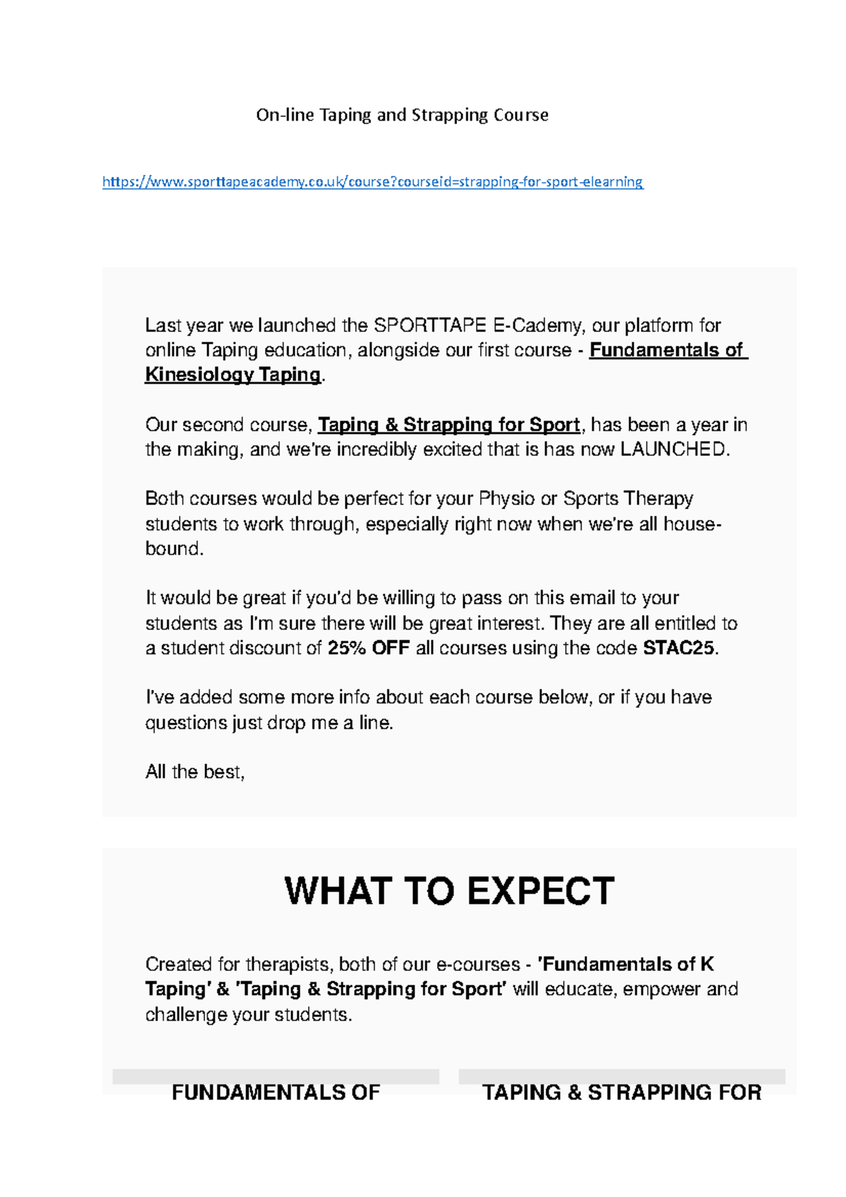 Online document Online Taping and Strapping Course Studocu