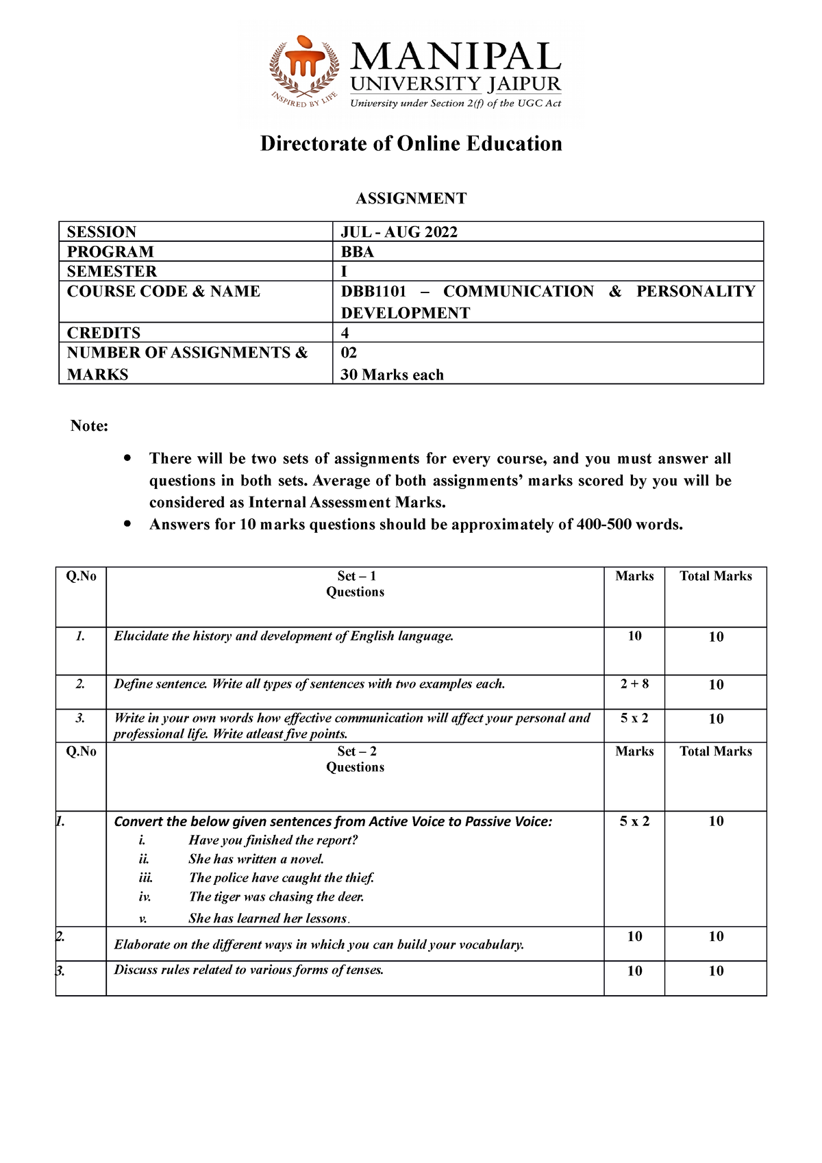 bou bba assignment 202 semester