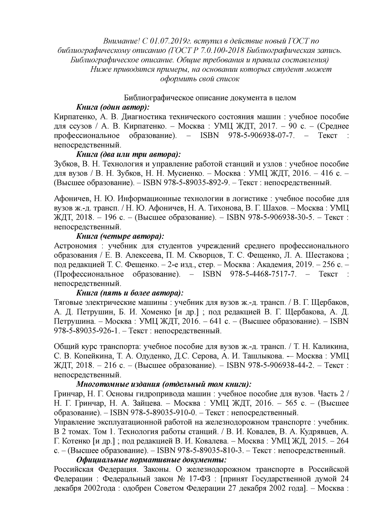 ПАМЯТКА по составлению списка литературы - Внимание! С 01.07г. вступил в  действие новый ГОСТ по - Studocu