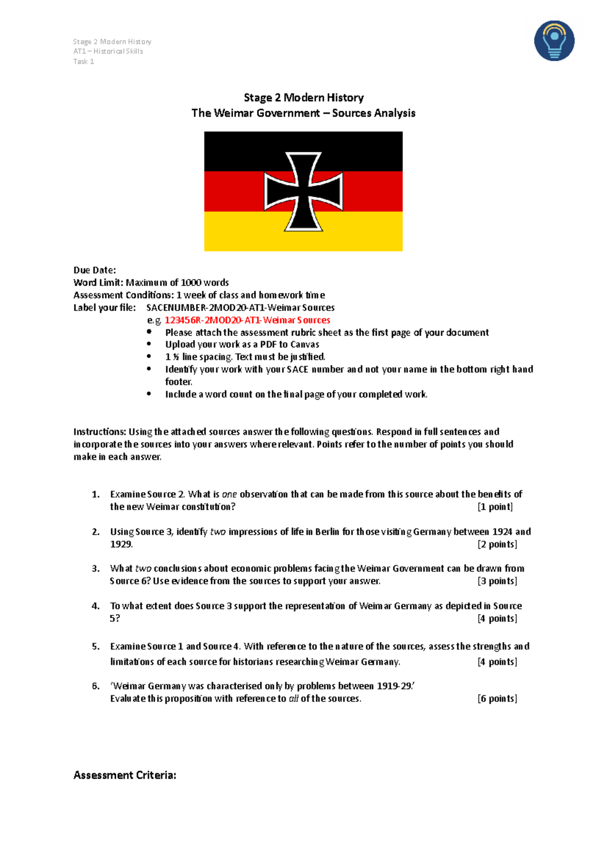 Topic 3 - Germany - The Weimar Government - Sources Analysis - Stage 2 ...