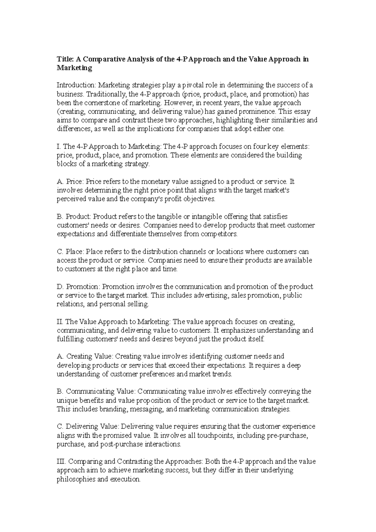 Written Assignment Unit 1 Bus 2201 - Title: A Comparative Analysis of ...