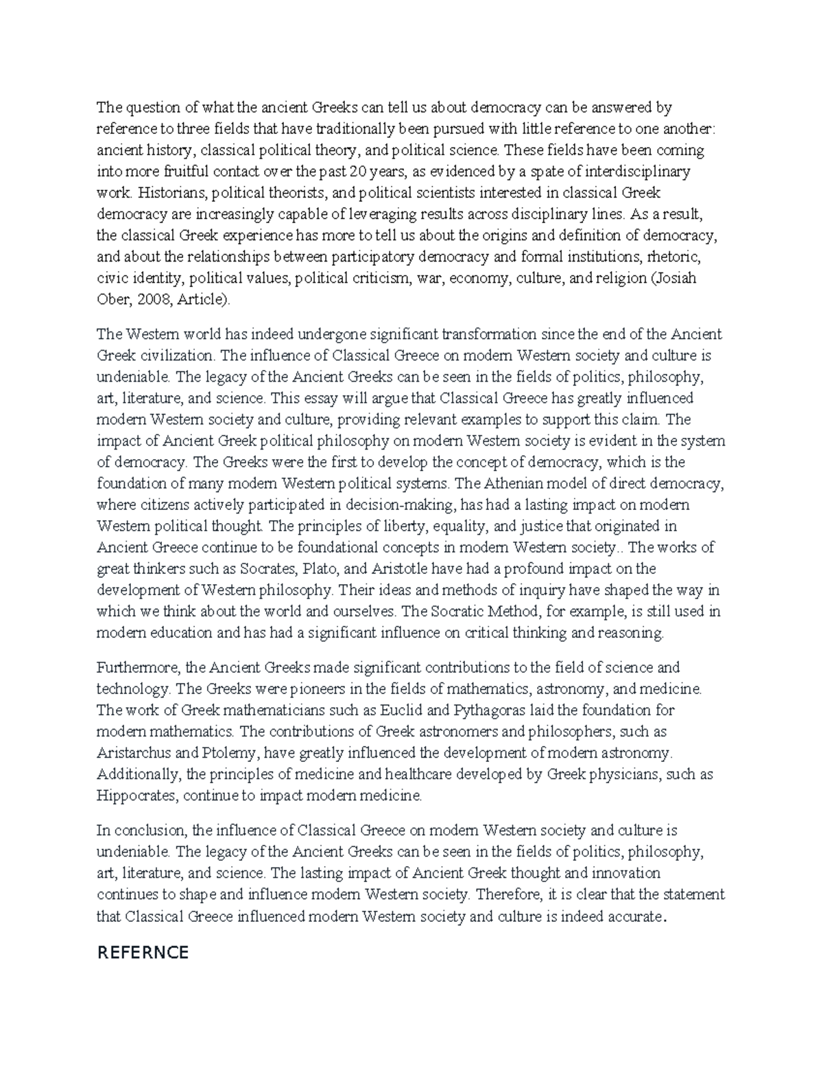 HIST 1421 written Assignment unit 2 - The question of what the ancient ...