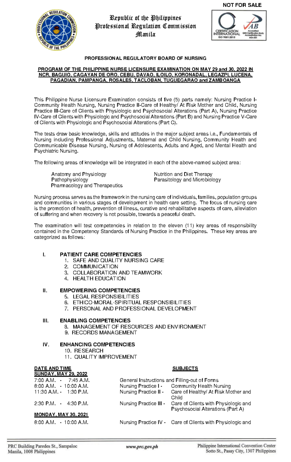 PNLE The coverage of the PNLE Republic of the Philippines