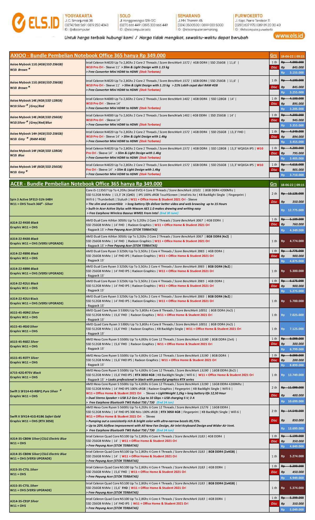 ELS 18 Juni 2022 - Price list - AXIOO - Bundle Pembelian Notebook ...