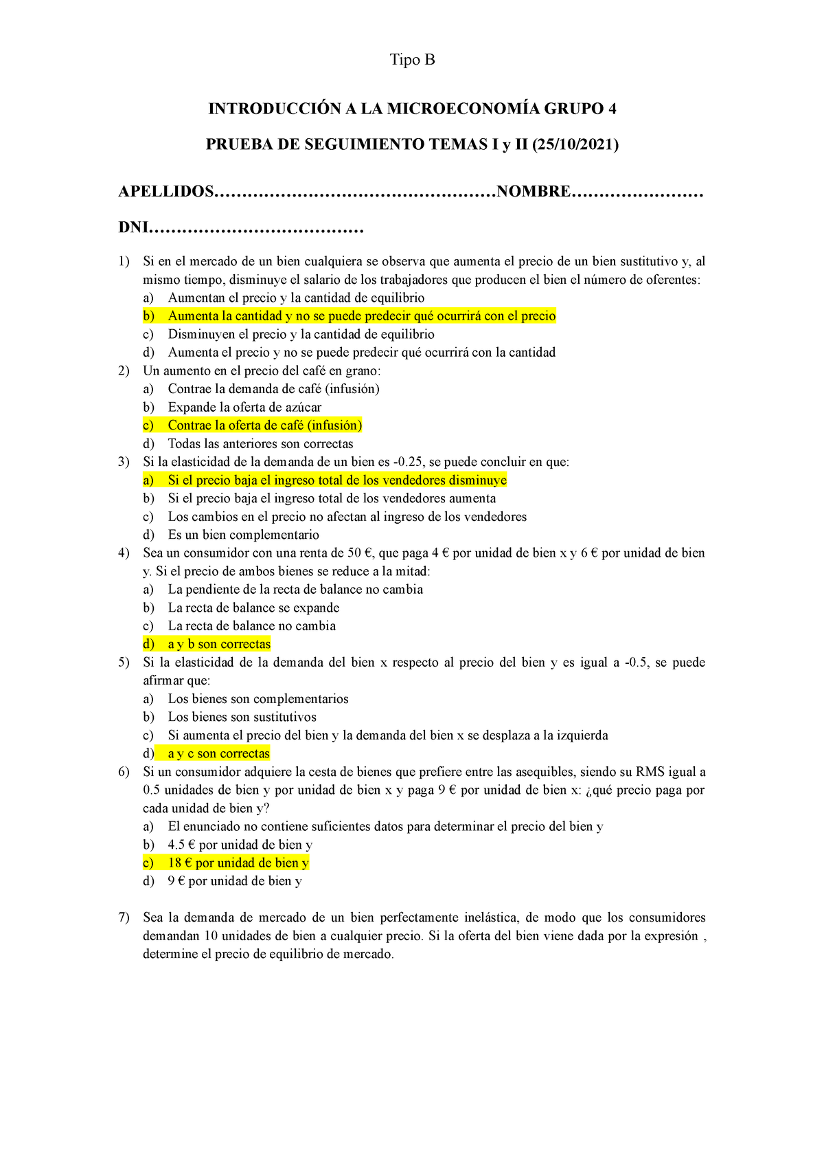 Prueba De Seguimiento Temas I Y II (tipo B-A, Soluciones) - Tipo B ...