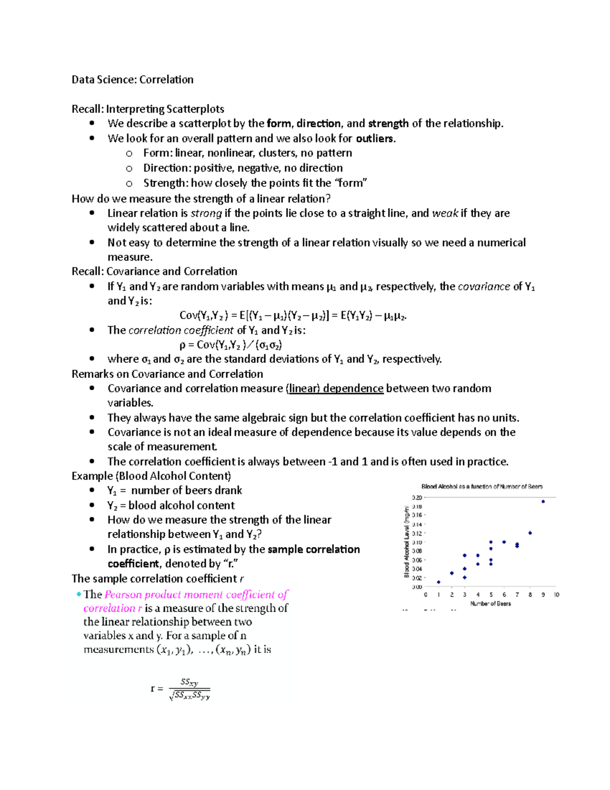 Correlation notes - Dr. Regis - Data Science: Correlation Recall ...