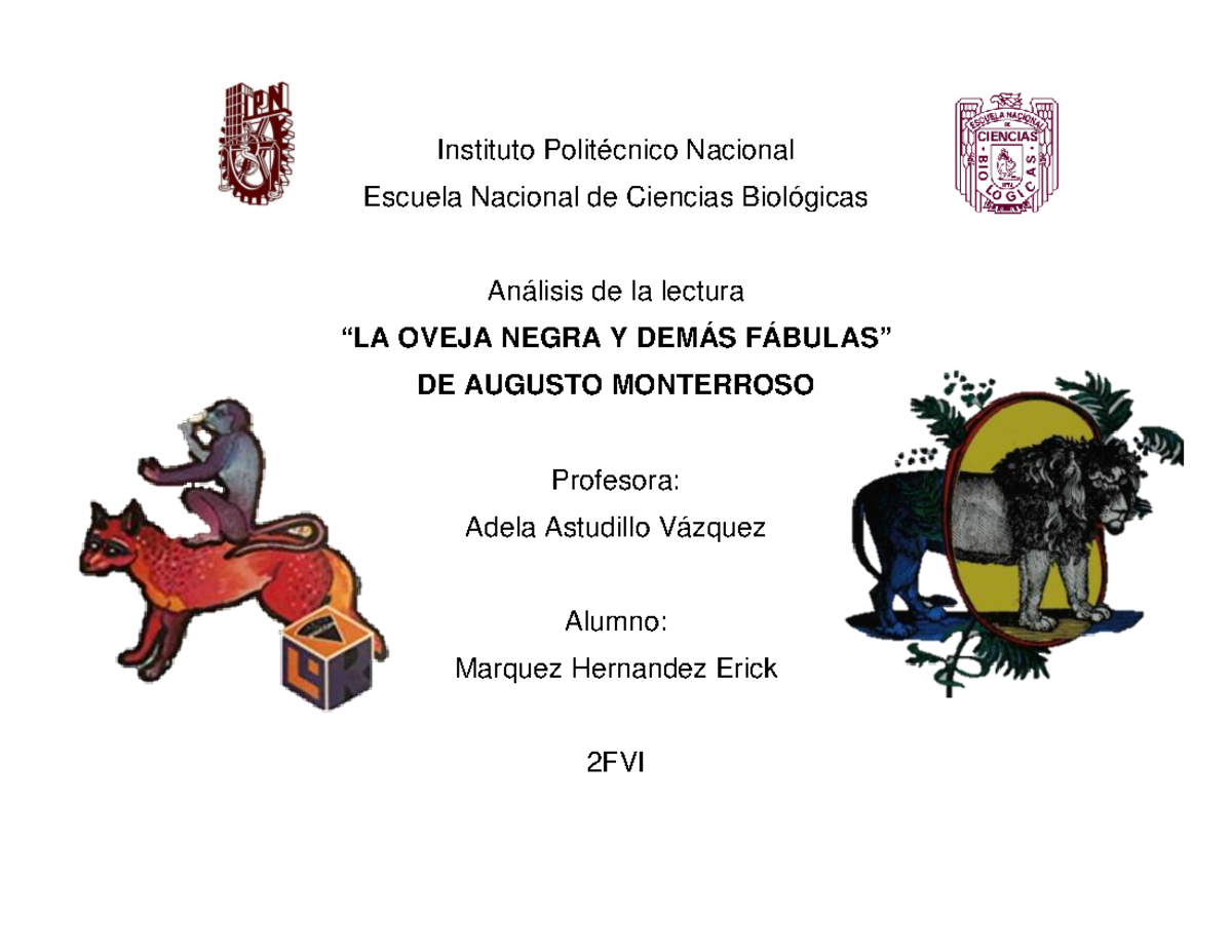 La oveja negra y demás fábulas. Marquez Hernandez Erick - Instituto