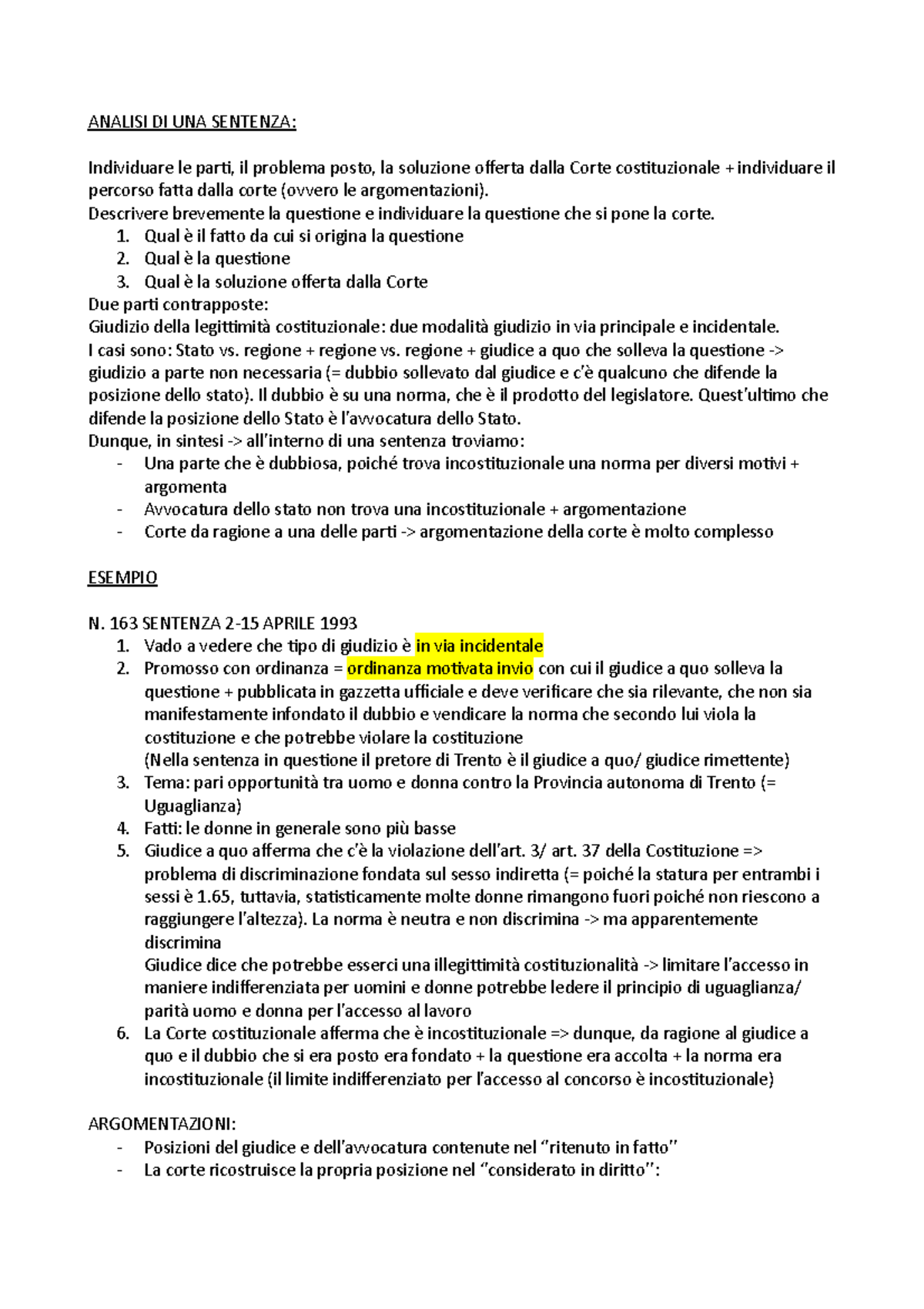 Analisi di una Sentenza - ANALISI DI UNA SENTENZA: Individuare le parti ...