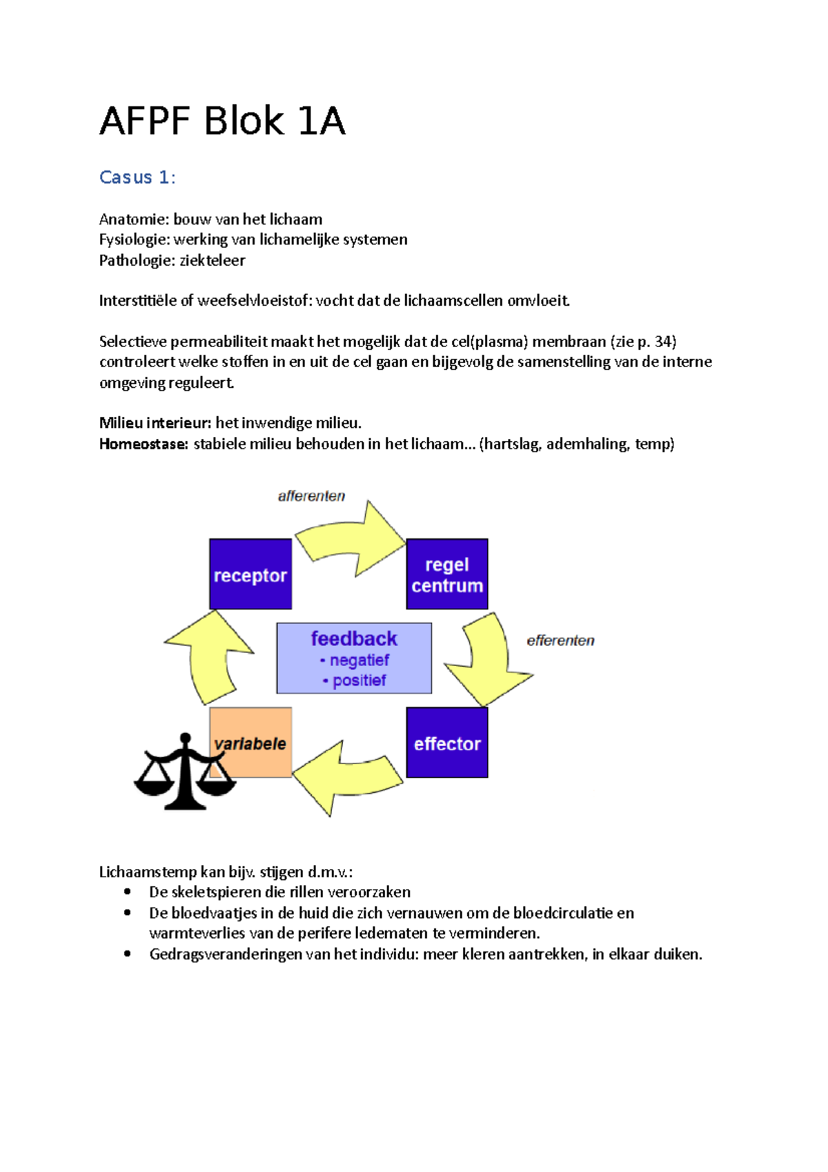 AFPF Blok 1A HU HBO-V Jaar 1 - AFPF Blok 1A Casus 1: Anatomie: Bouw Van ...