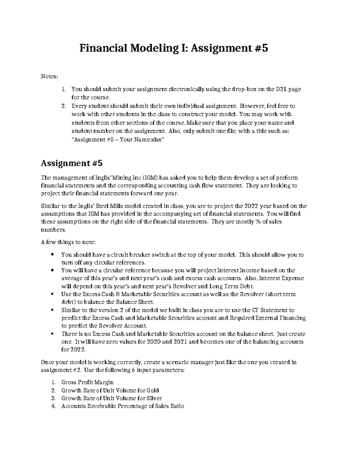 Assignment #5 - Inglis's Mining - Simple Forecasting Model ...
