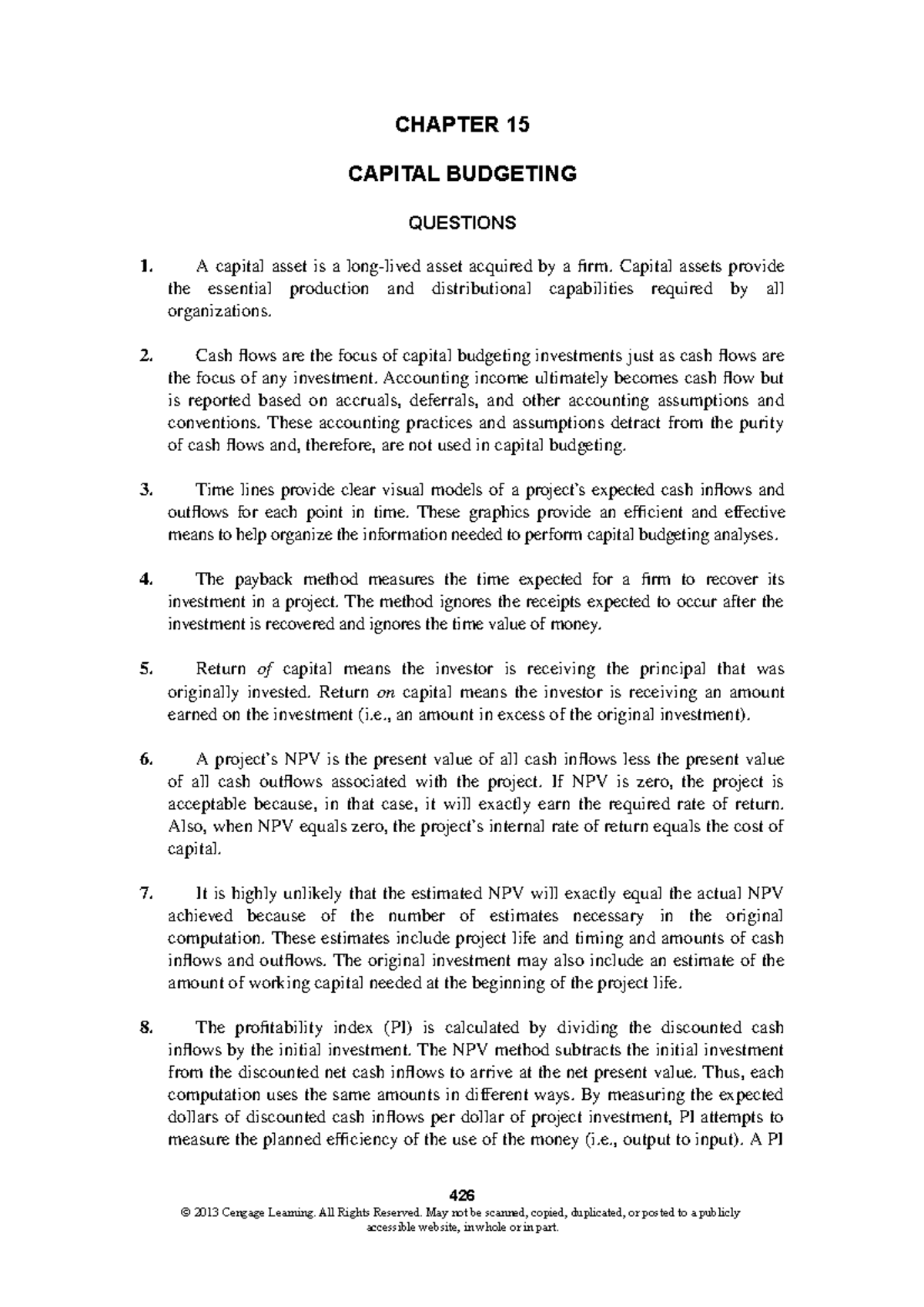 115 Chapter 15 Raiborn cost accounting - CAPITAL BUDGETING QUESTIONS 1 ...