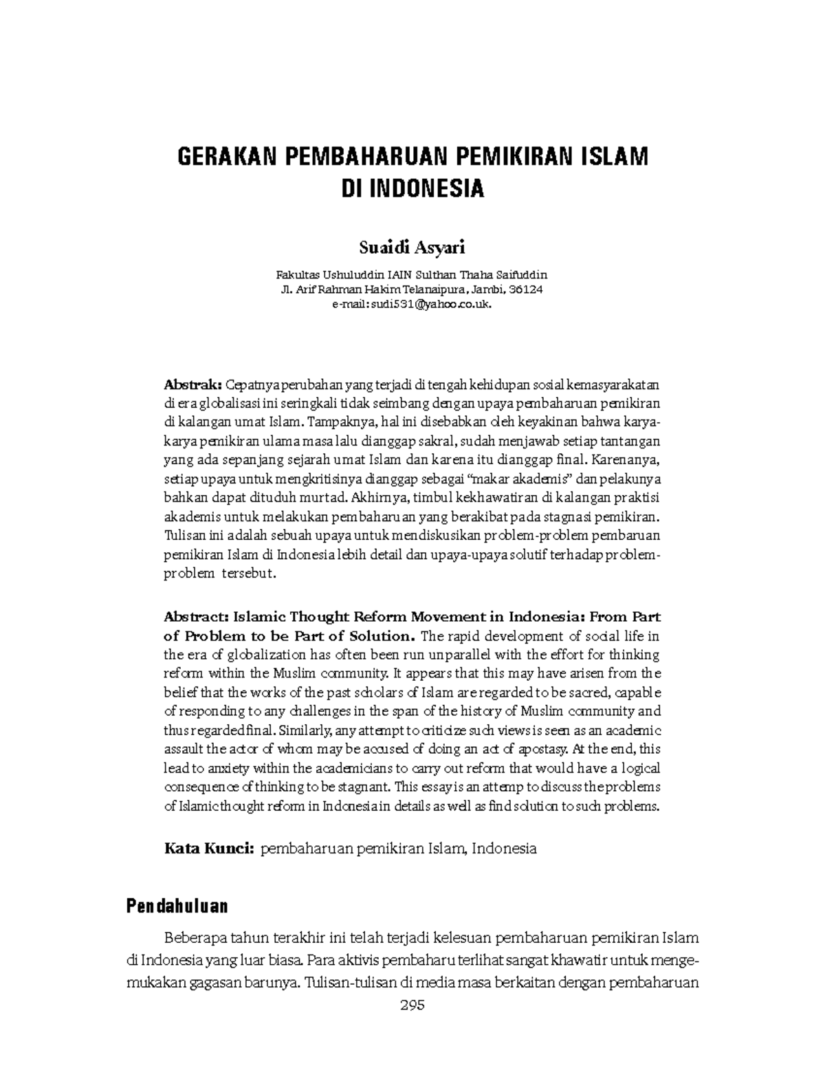 155039 ID Gerakan Pembaharuan Pemikiran Islam Di I - GERAKAN ...