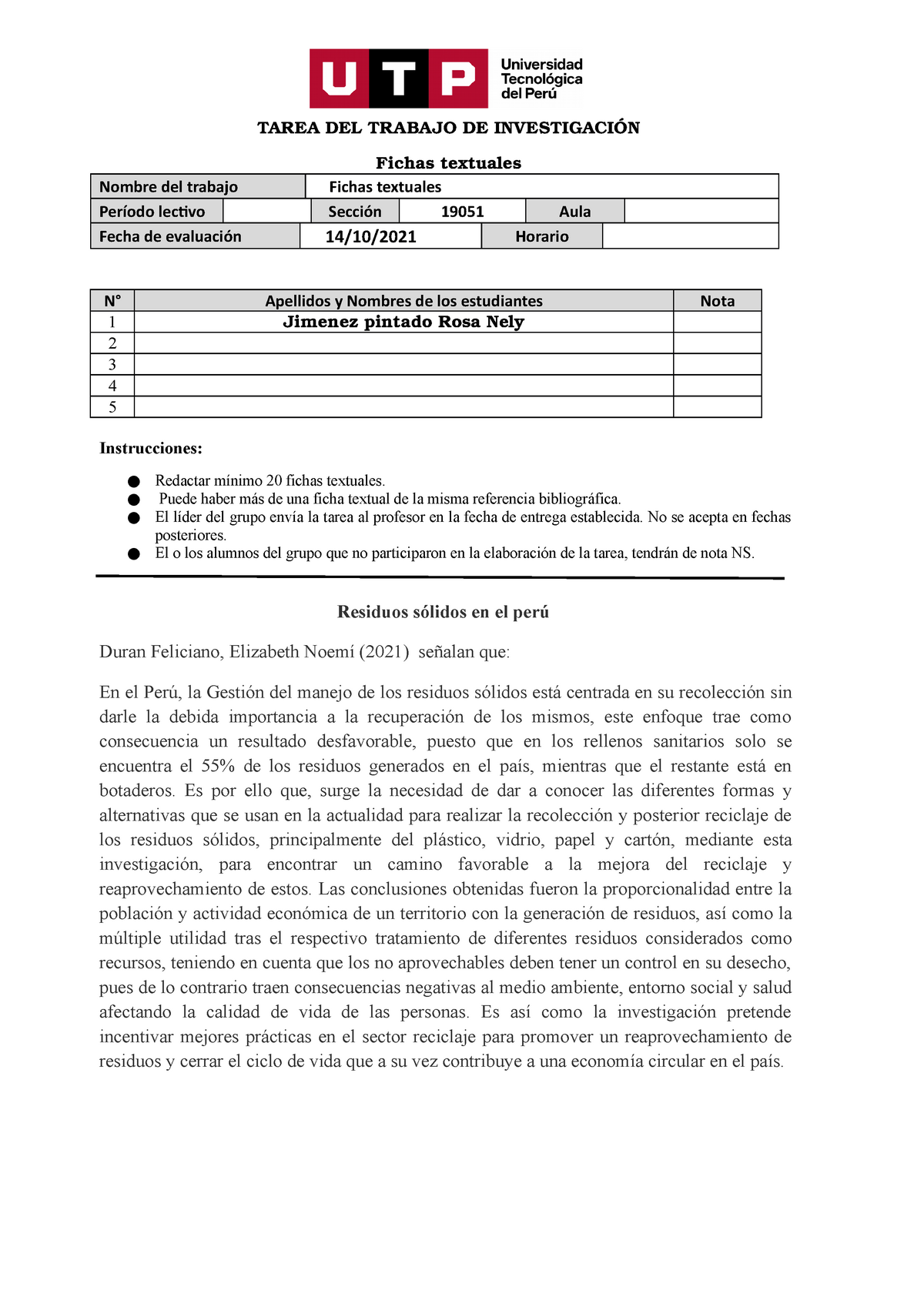 Formato De Entrega De Tarea De Fichas Textuales 1 Tarea Del Trabajo Pdmrea 4181