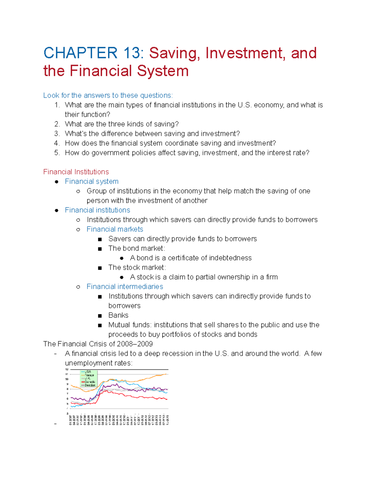 CH.13 - Saving, Investment, And The Financial System - CHAPTER 13 ...