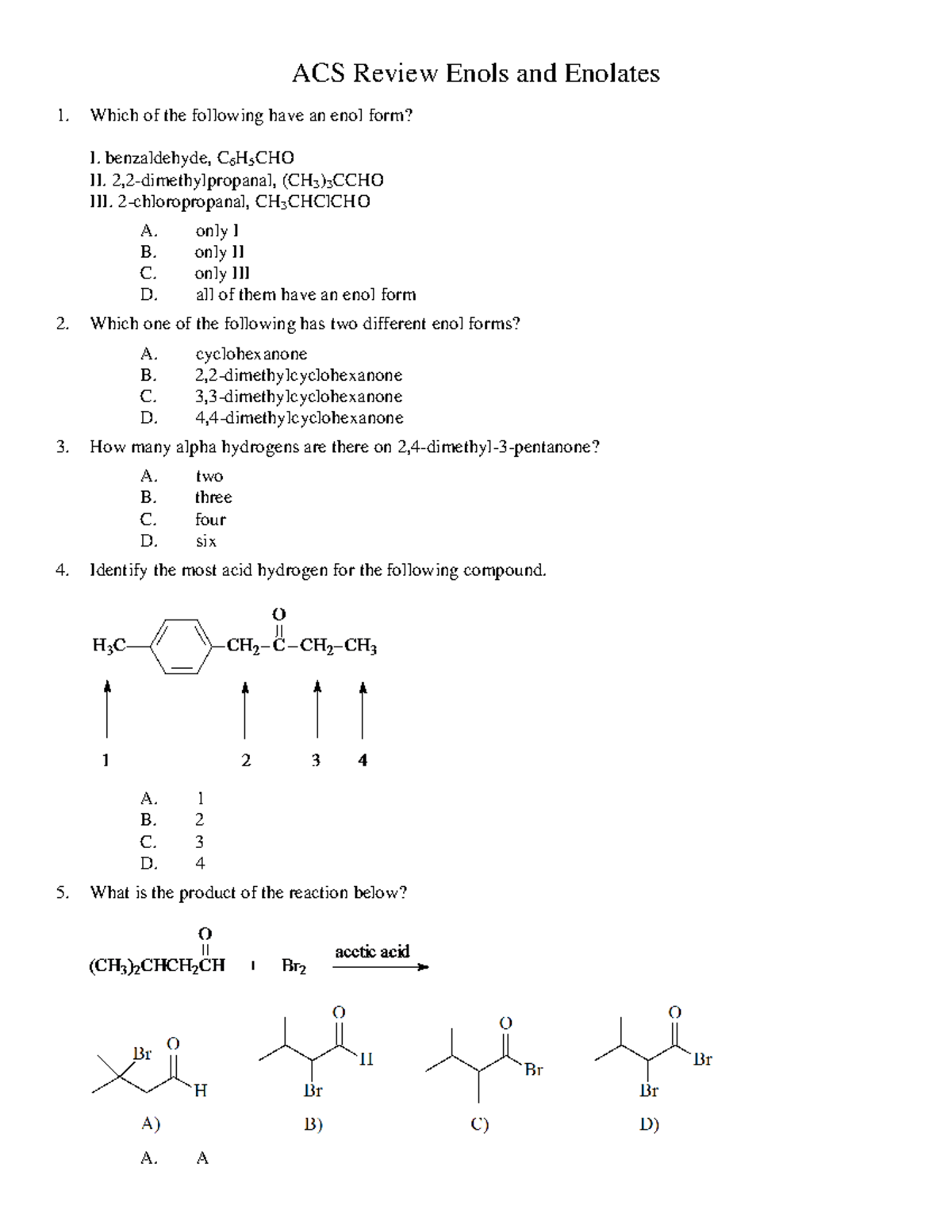 ACS Review 18 Enols and Enolates - ACS Review Enols and Enolates Which ...