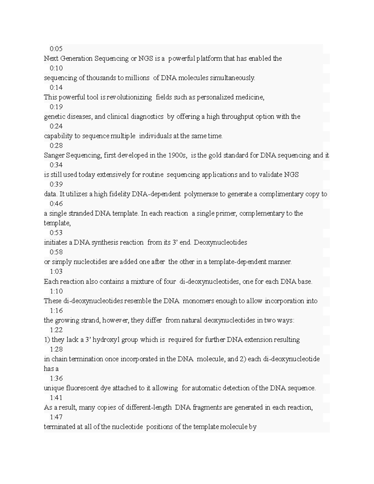 Genetic Sequencing Transcript - 0: Next Generation Sequencing or NGS is ...